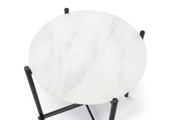 Mesa rincon kendall 47 cm cristal marmol blanco