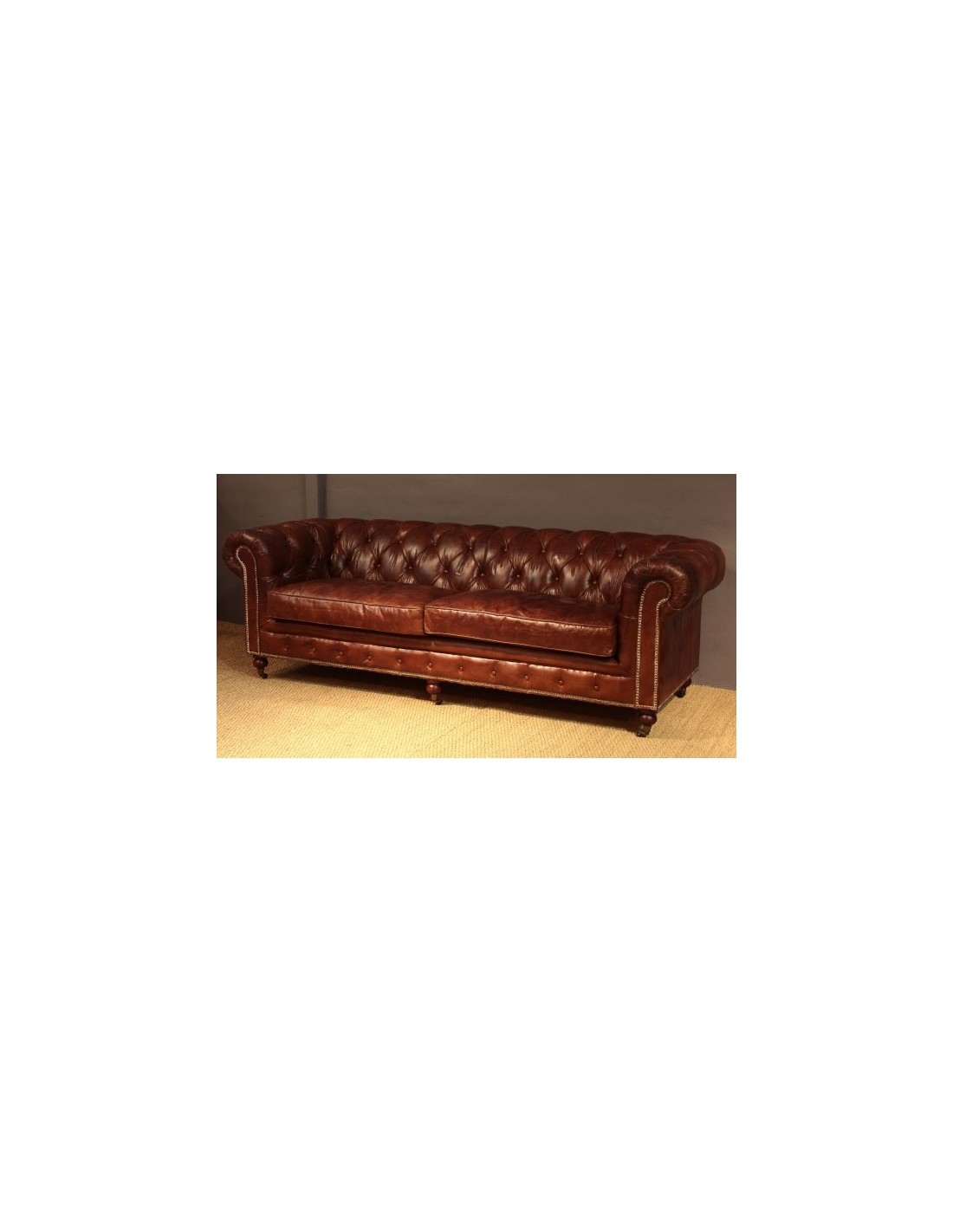 Sofa piel de vaca marron tabaco - Muebles Orencio - Crisal decoración
