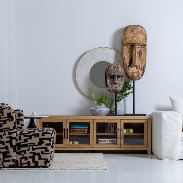Mueble tv natural madera de olmo salón