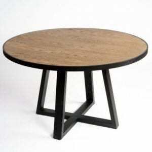 Mesa redonda madera de roble y metal negro Mesa redonda madera de roble y metal negro
