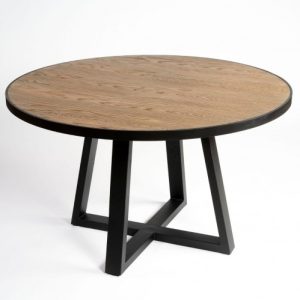 Mesa redonda madera de roble y metal negro Mesa redonda madera de roble y metal negro