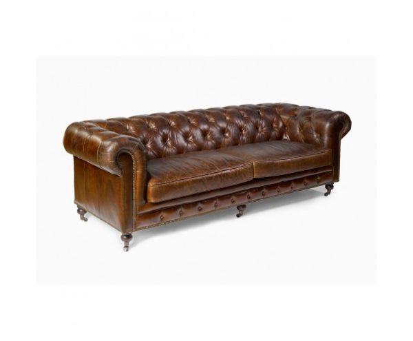 Sofa piel vintage marron tabaco