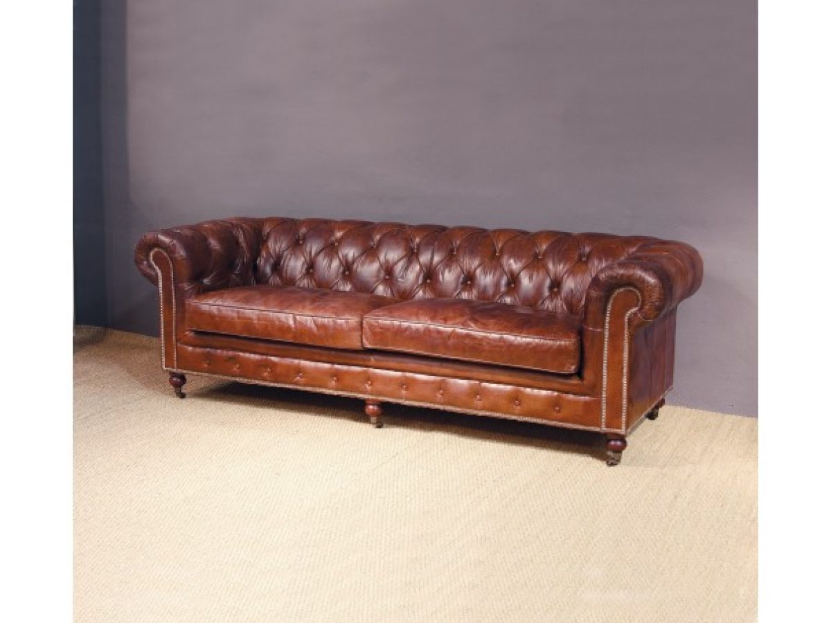 Sofa chester envejecido marron - Muebles Orencio - Crisal decoración