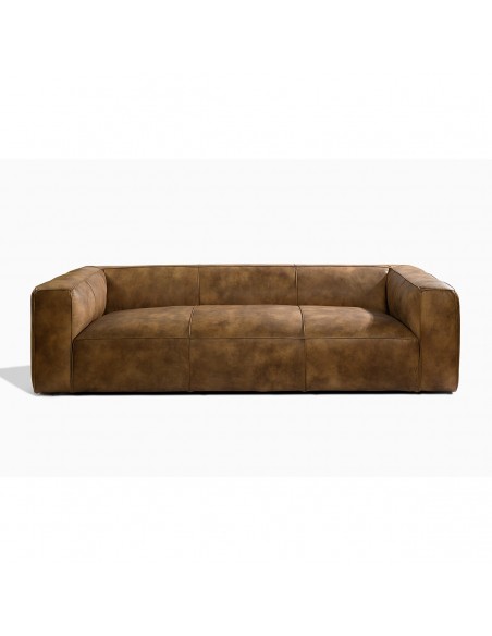 Sofa piel color marron claro - Muebles Orencio - Crisal decoración