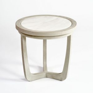 Mesa auxiliar pequeña roble blanco grisáceo y piedra