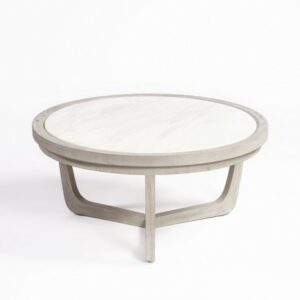 Mesa de centro mediana roble blanco grisáceo y piedra