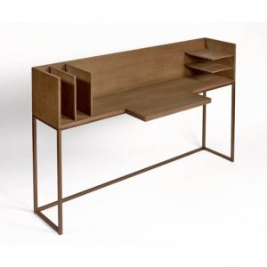 Escritorio roble natural y dorado