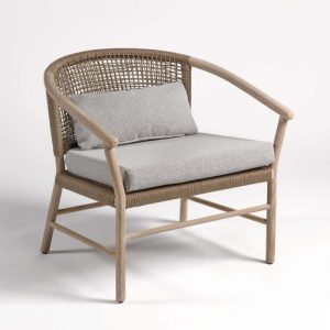 Sillón para exterior redondo teca y cuerda Sillón para exterior redondo teca y cuerda