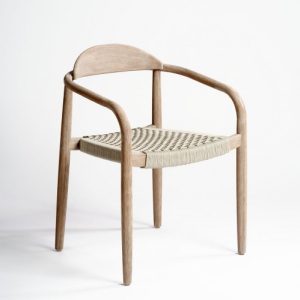 Silla madera eucalipto y cuerda gris claro Silla madera eucalipto y cuerda gris claro