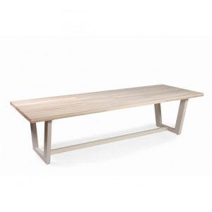 Mesa de comedor rectangular teca y metal color topo Mesa de comedor rectangular teca y metal color topo