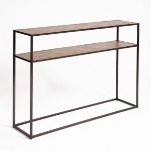 Consola de dos baldas madera de roble y estructura metal