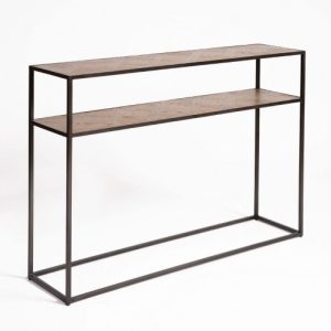 Consola de dos baldas madera de roble y estructura metal Consola de dos baldas madera de roble y estructura metal