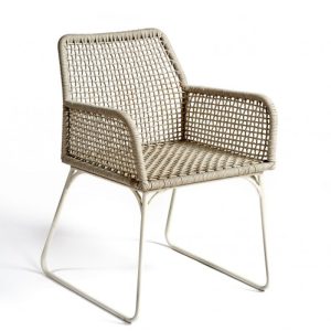 Sillón cuerda y metal blanco grisáceo Sillón cuerda y metal blanco grisáceo