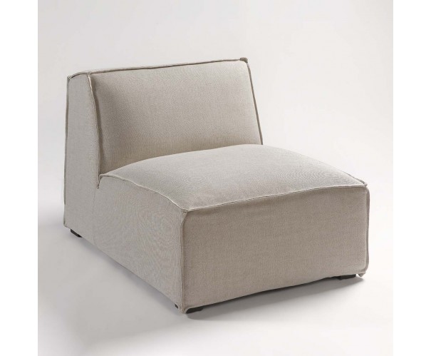 Sofá de lino beige modular de líneas rectas Sofá de lino beige modular de líneas rectas