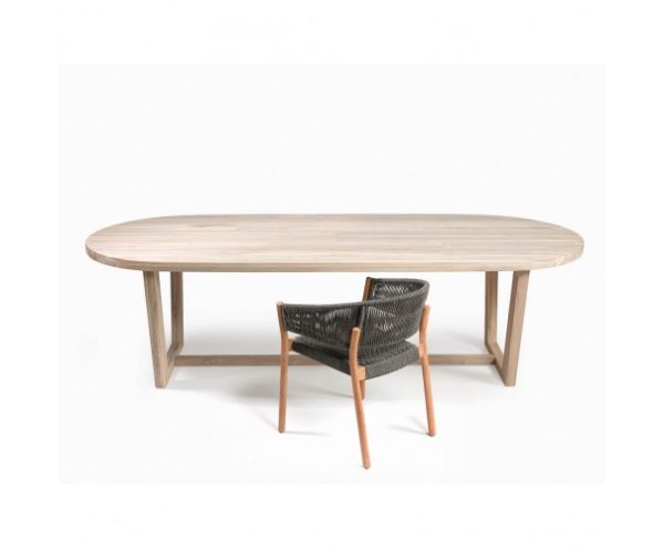 Mesa de madera para exterior ovalada pata madera