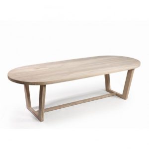 Mesa de madera para exterior ovalada pata madera Mesa de madera para exterior ovalada pata madera