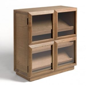 Aparador zapatero acabado roble natural y cristal