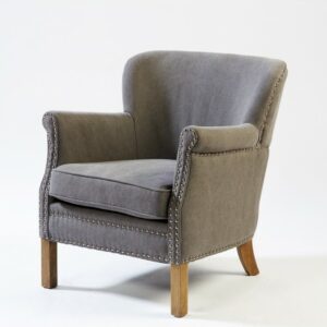 Sillon gris y natural con tachuela plata mate