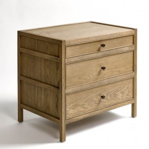 Cómoda acabado roble natural patinado gris 3 cajones