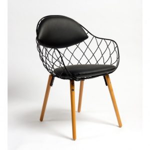 Silla negra pata madera Silla negra pata madera