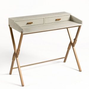 Escritorio blanco grisáceo y metal dorado Escritorio blanco grisáceo y metal dorado