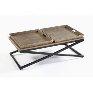 Mesa de roble envejecido y metal Mesa de roble envejecido y metal