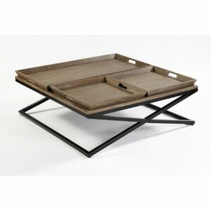 Mesa de roble envejecido y metal Mesa de roble envejecido y metal