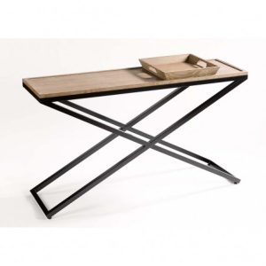 Consola de roble envejecido y metal