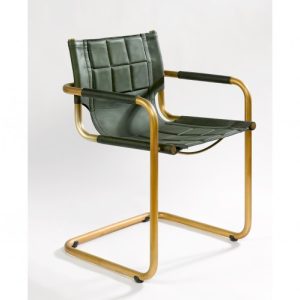 Silla de piel y metal dorado Silla de piel y metal dorado