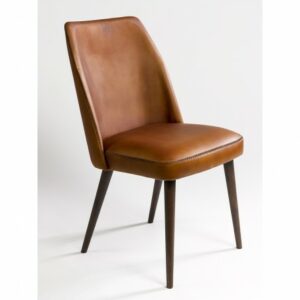 Silla de piel con patas de madera Silla de piel con patas de madera