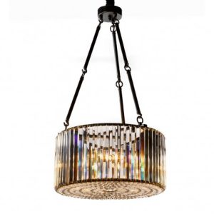 Lámpara cilindro cristal y metal negro Lámpara cilindro cristal y metal negro