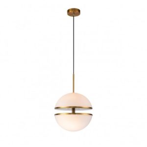 Lámpara colgante dorada y globo blanco