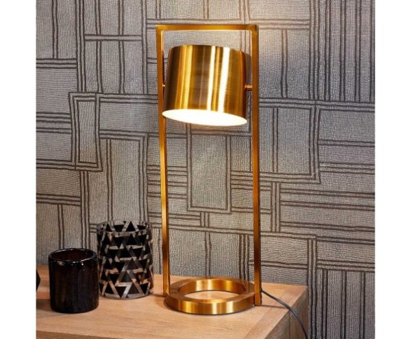 Lámpara de mesa metal dorado envejecido
