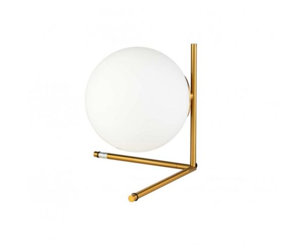 Lámpara de mesa metal dorado y bola de cristal