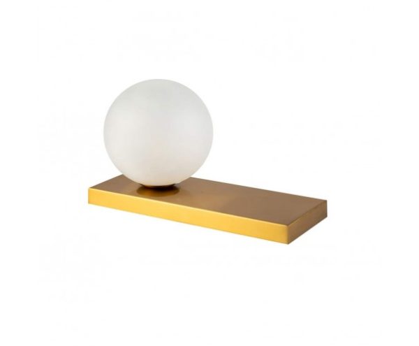Lámpara de mesa de metal dorado y cristal