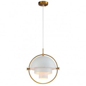 Lámpara de techo con semiesferas dorada y blanca