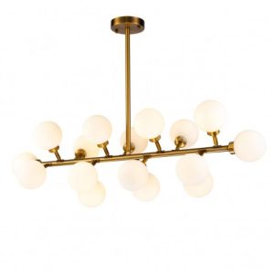 Lámpara de techo dorado envejecido y cristal blanco