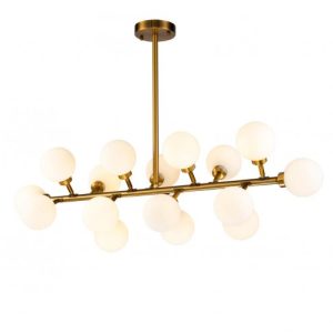 Lámpara de techo dorado envejecido y cristal blanco