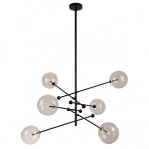 Lámpara metal negro y cristal Lámpara metal negro y cristal