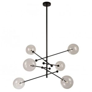 Lámpara metal negro y cristal