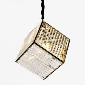 Lampara metal oscuro y cristal