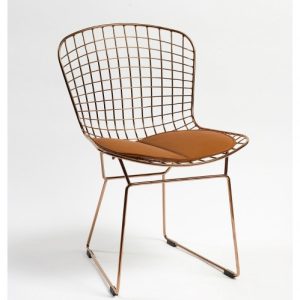 Silla de metal cromada color rosado Silla de metal cromada color rosado