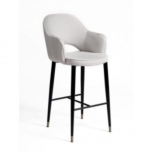 Banqueta tapizada blanco roto y pata metal negro