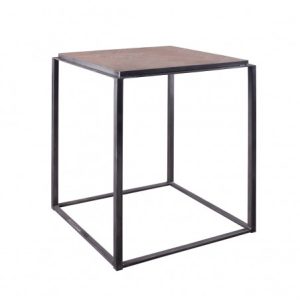 Mesa auxiliar de roble y metal