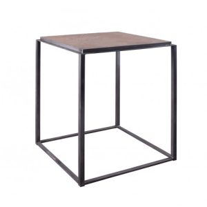 Mesa auxiliar de roble y metal