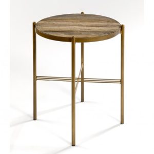 Mesa auxiliar dorada y olmo