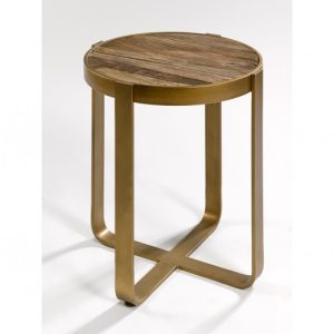 Mesa auxiliar dorada y olmo