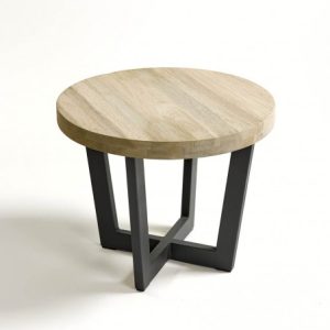 Mesa auxiliar color grafito y teca envejecida