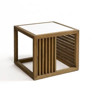 Mesa auxiliar roble y mármol