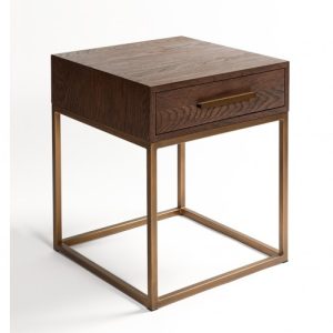 Mesa auxiliar roble y metal